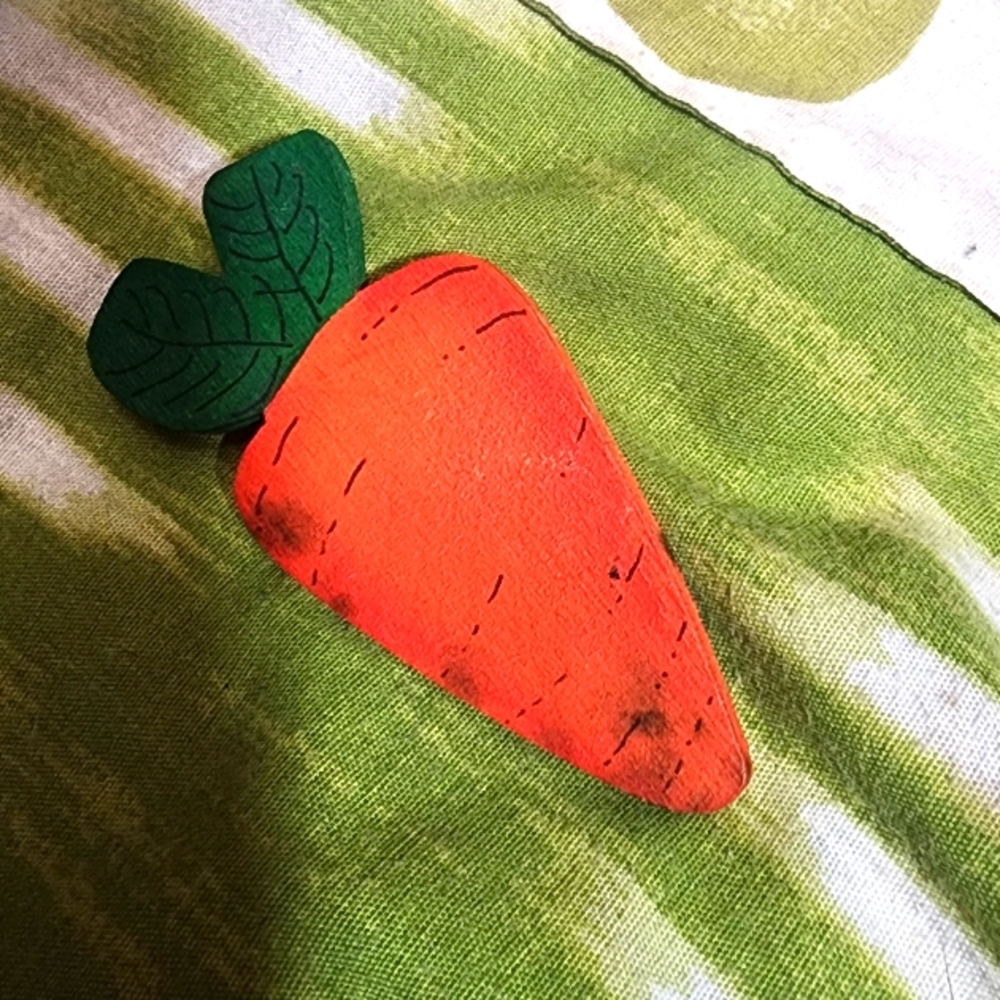 Wooden Rustic Carrot Pin Handmade Vintage